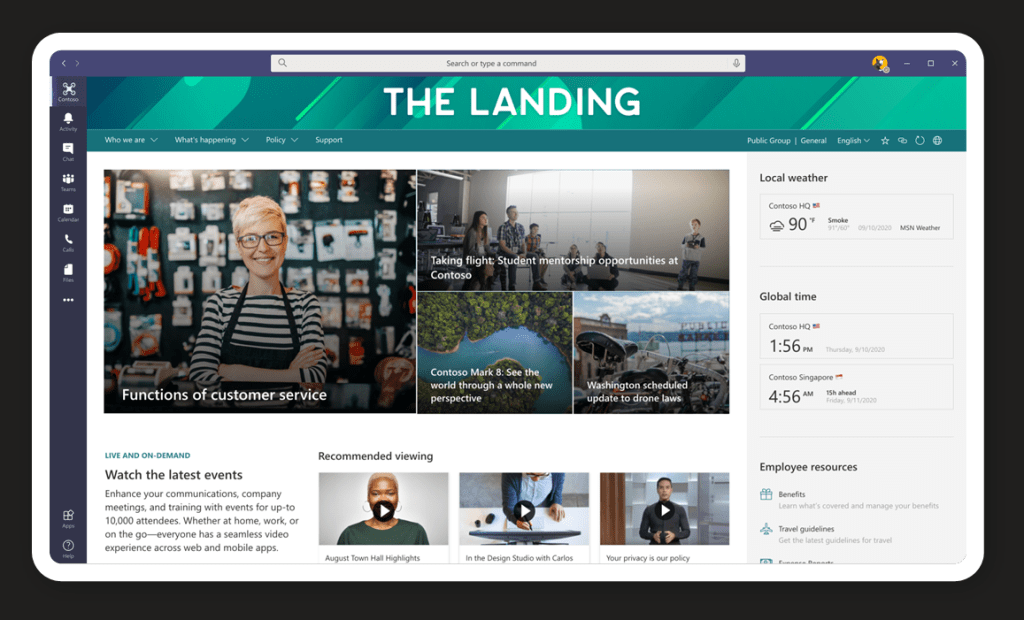 TUE LANDING 
FUhctions Of Customer service 
Watch the latest events 
4:56 w 