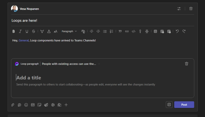 How to create Loops in Microsoft Teams channels and in Whiteboard ...