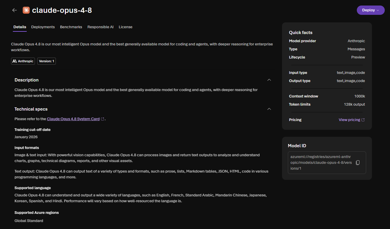 Claude Opus 4.8 available via Microsoft Foundry