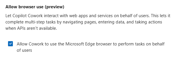 Copilot Cowork browser use – First Look
